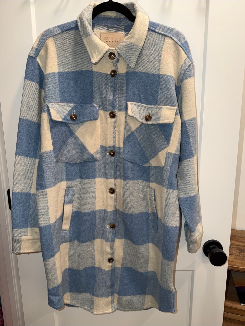 Blank NYC Blue & Cream Plaid Shacket